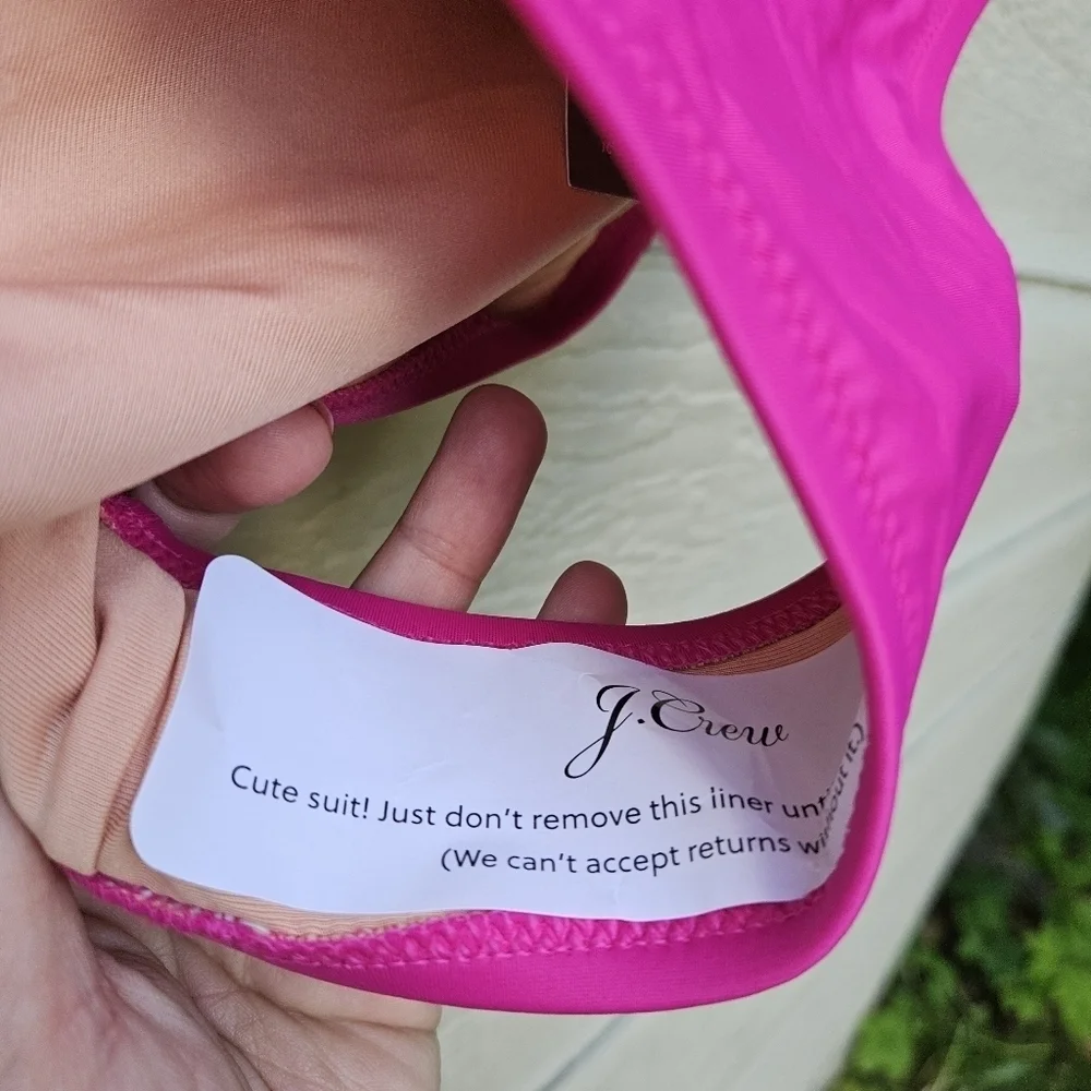 NWT J. Crew hot pink Hallie high waisted bikini bottom medium